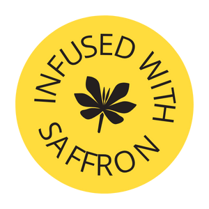 Yellow Circle with a saffron flower in the middle. Infused with Saffron. 