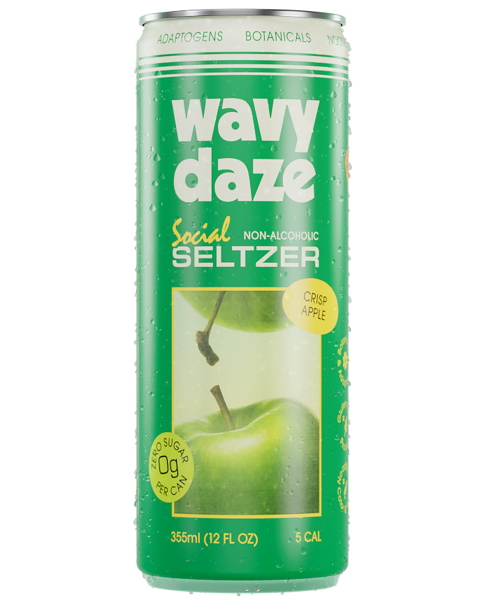 Crisp Apple non-alcoholic seltzer can by Wavy Daze
