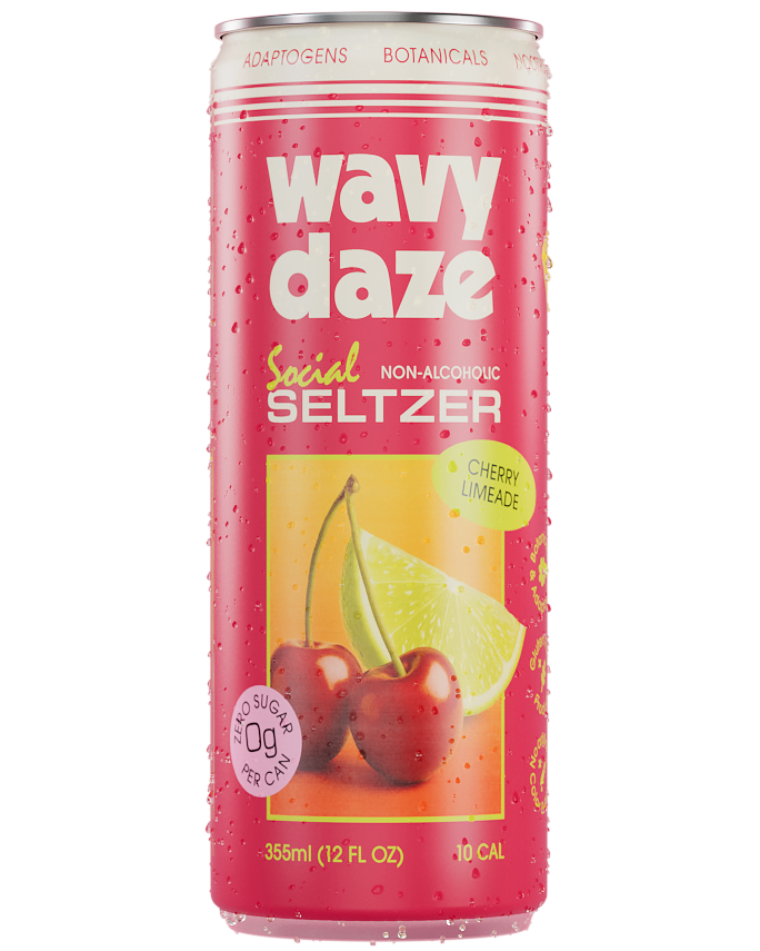 Cherry Limeade non-alcoholic seltzer can by Wavy Daze